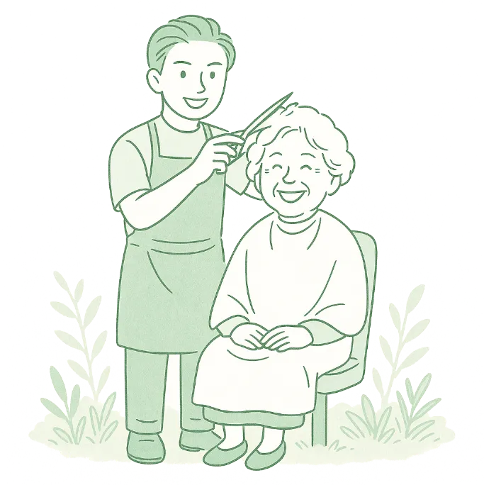 訪問美容グリーン美容室の施術風景